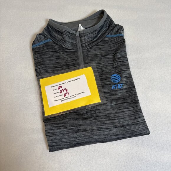 AT&T Employee Uniform Grey Blue Reversible 1/4 Zip Pullover Sweater Med - Picture 9 of 9